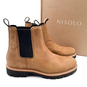 Nisolo Go-To Lug Chelsea Boots Tobacco Tan Leather Ankle Sz 9 Women's